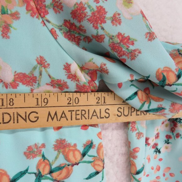 Worthington Dress Womens Size Large Floral Print Split Long Sleeve V Neck Lined - Picture 8 of 10